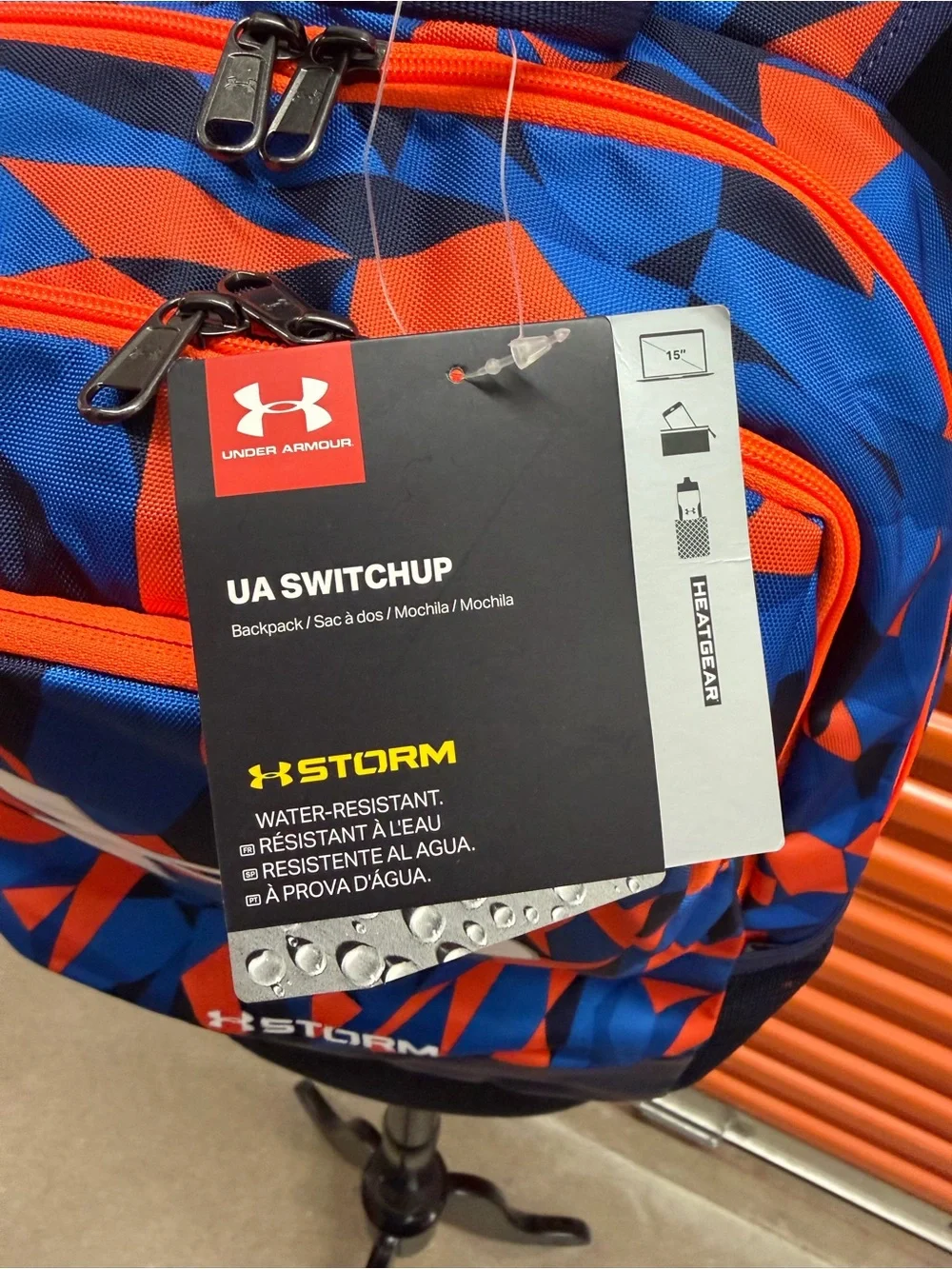 NWT Under Armour Storm Blue & Orange Boys Backpack - UA Switchup